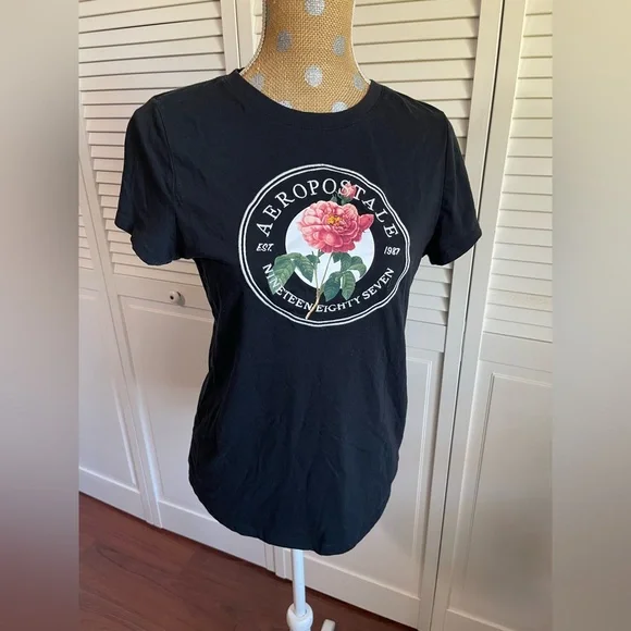 Aeropostale crewneck T-shirt circle logo size extra large, black soft - Picture 2 of 7